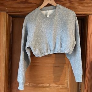 Alo Cropped Devotion Crew Neck Pullover Sweatshirt S